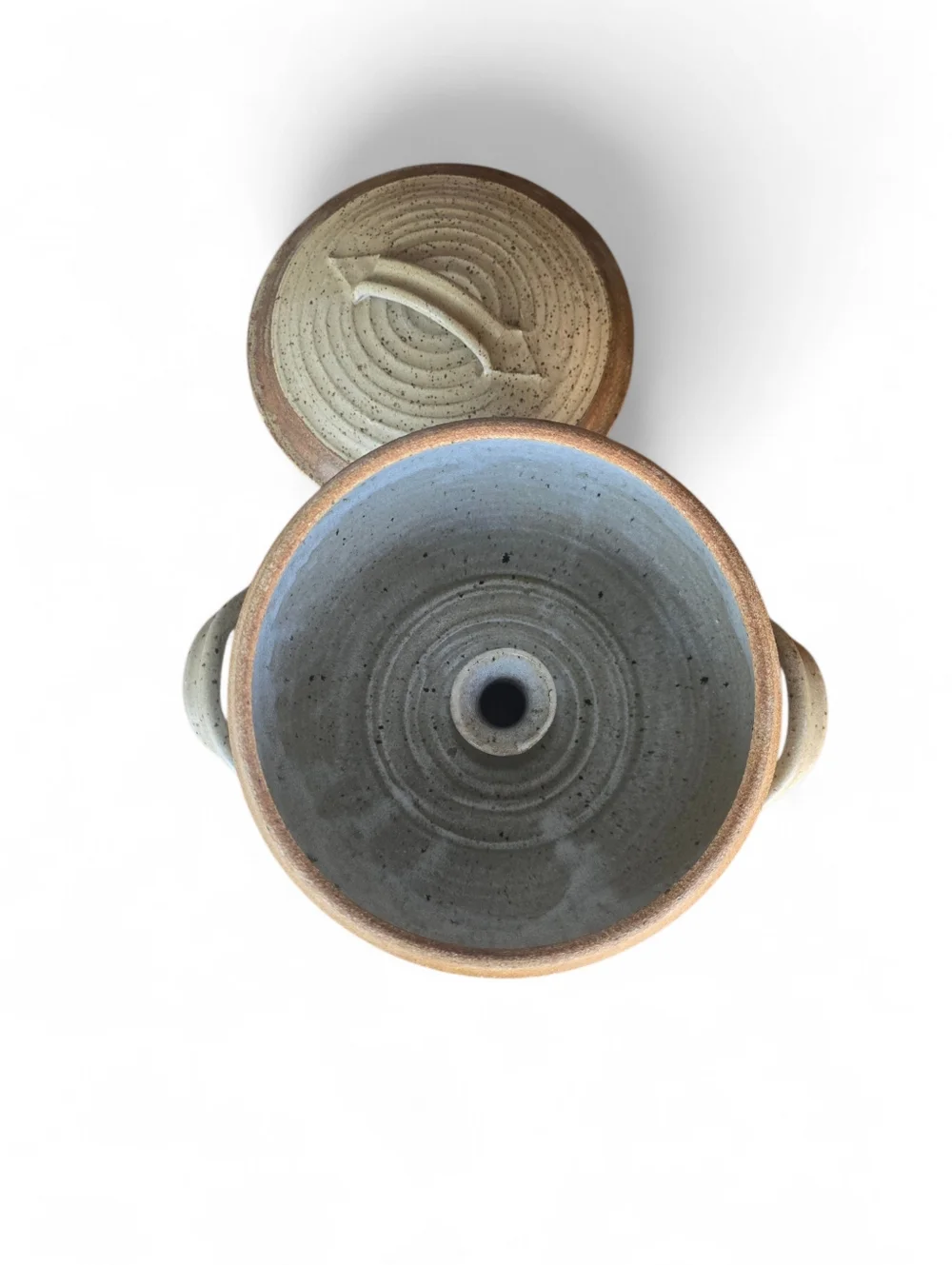 Vintage Stoneware Bundt Pan Bread Baker w Lid Rustic Farmhouse Cottagecore - Picture 6 of 6